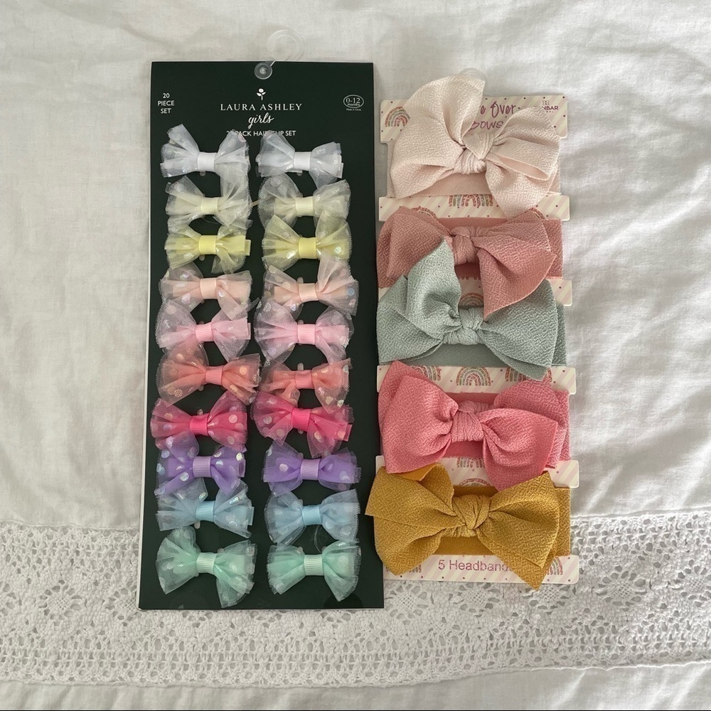 LOT Laura Ashley Girls Hair Clip Set and DanBar Hair clips set pastel colors